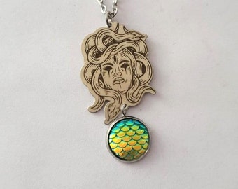 Stainless Steel Medusa and Snake Scale Necklace You Choose Length