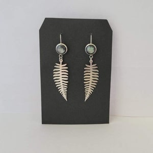 Hypoallergenic Stainless STeel Abalone with Fern Dangle Earrings