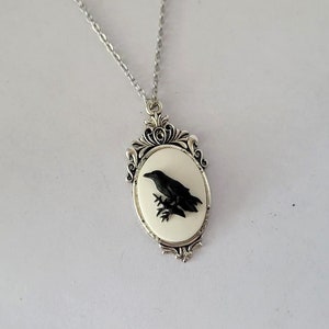 Victorian Gothic Style Raven Cameo Necklace You Choose Length