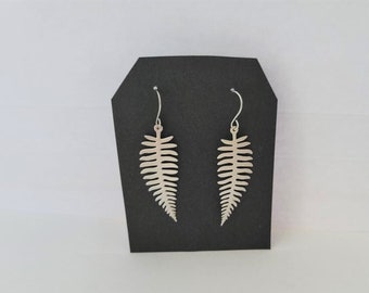 Hypoallergenic STainless Steel Fern Leaf Stem Dangle Earrings Jewelry