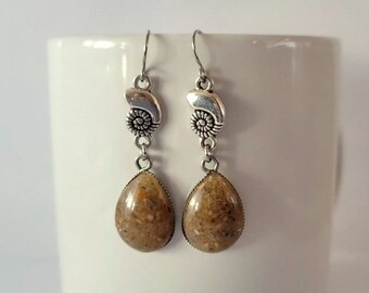 Hypoallergenic OBX Outer Banks Sand and Seashell Dangle Earrings