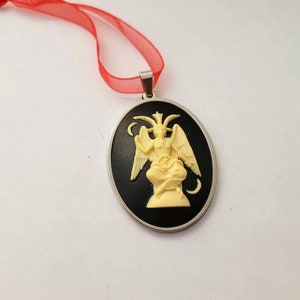 Cameo Baphomet Ivory Color on Black Ornament