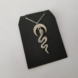 Crescent Moon and Snake Necklace You Choose Length