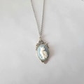 White and Blue Cat Cameo Necklace You Choose Length
