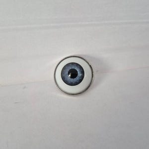 Stainless Steel Set 20mm Resin Plastic Domed Blue Eyeball Tie Tac Pin
