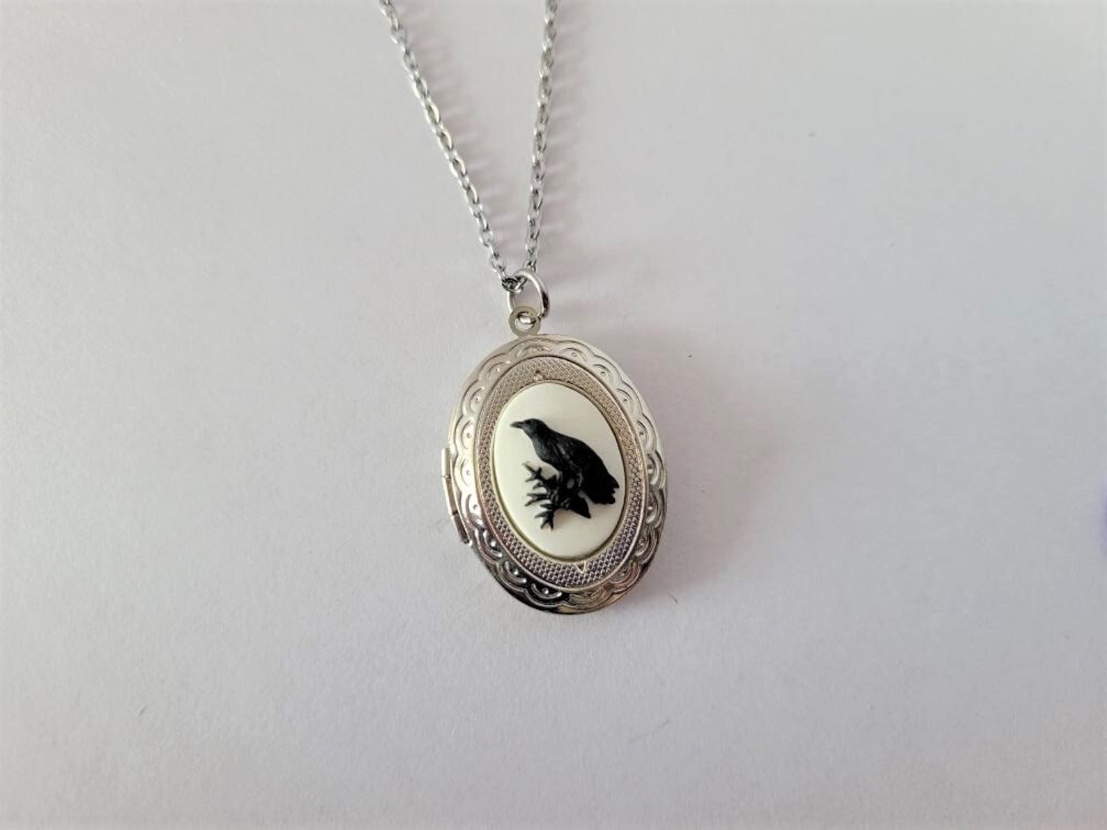 Victorian Gothic Style Oval Locket Necklace with Black on Etsy