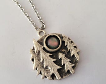 Pine Trees and Faux Abalone Necklace You Choose Length