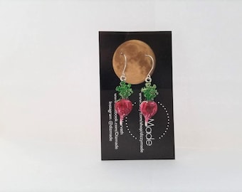 Hypoallergenic Hand Painted Radish Dangle Earrings