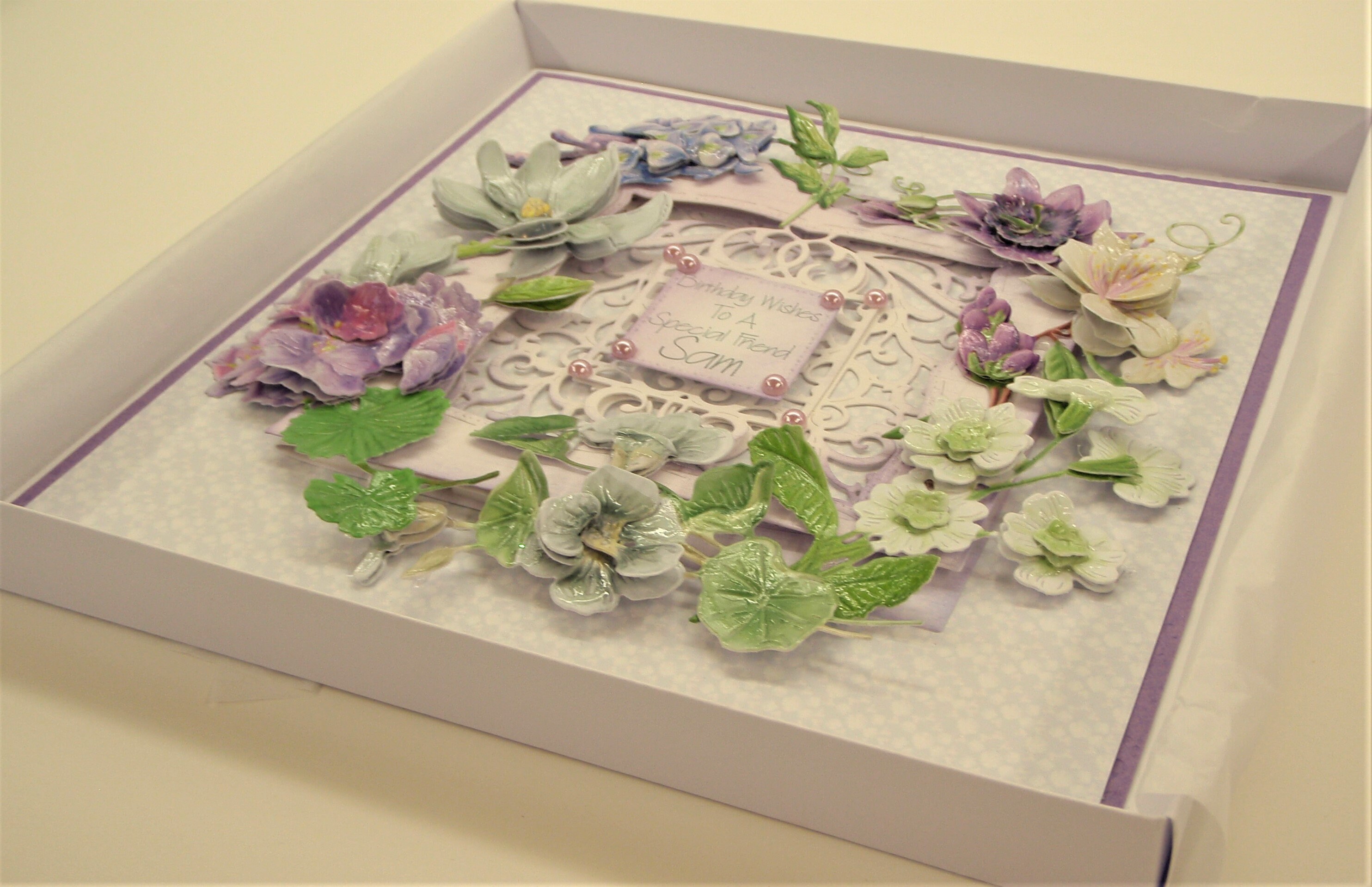Luxury Handmade Personalised Boxed Birthday Card Lilac Floral Etsy