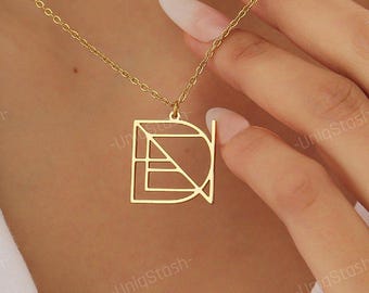 Name Necklace Logo, Custom Couples Monogram Nameplate Pendant + Box