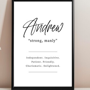 Custom Baby Name Meaning Print. Nursery Wall Decor. Baby Gift Idea. Name Traits.Religious