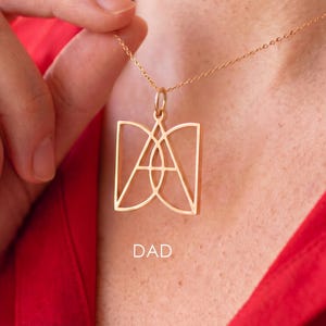 Custom Nameplate Logo Necklace: Handmade Abstract Monogram Pendant.