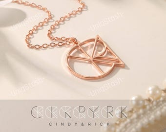 Encrypted Name Necklace: Custom Logo Monogram Pendant, Minimal Jewellery Gift For Her