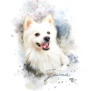Custom Watercolor Pet/Dog/Cat Portrait From Your Photo.  Personalised Digital Print. Birthday/Christmas gift