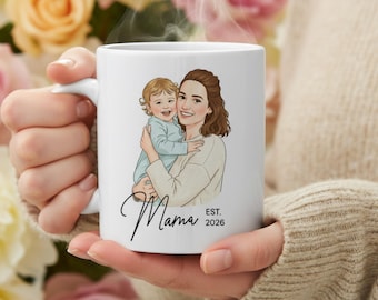 Personalized Photo Mug | Custom Cartoon Illustration Cup | Doublesided Picture Print Birthday Gift for Mom, Dad or a Friend