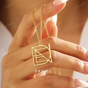 Custom Name Logo Necklace, Minimalist Monogram Pendant, Personalized Gift