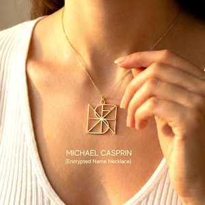 Encrypted Name Necklace: Personalized Logo Monogram Pendant, Handmade Jewellery, Birthday, Mothers Day.