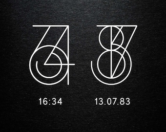 Special Date Logo, Wedding Date Monoragram, Anniversary Gift, Birth Time Logo Tattoo