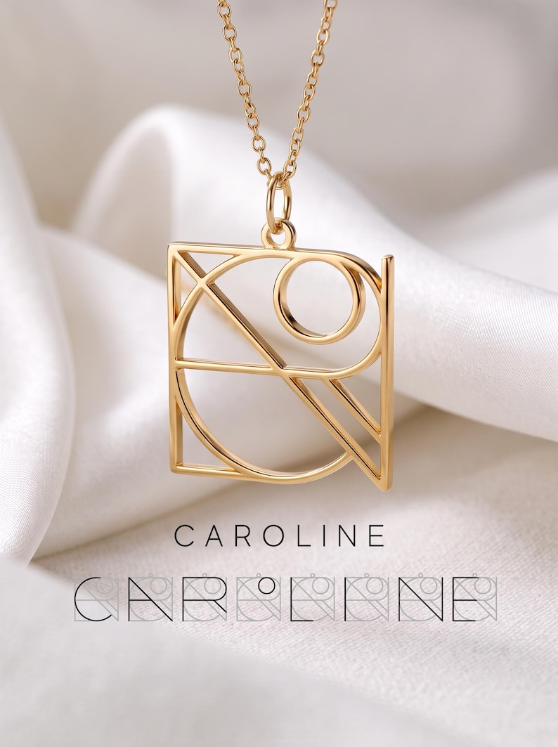 Custom Name Logo Necklace, Minimalist Monogram Pendant, Personalized Gift