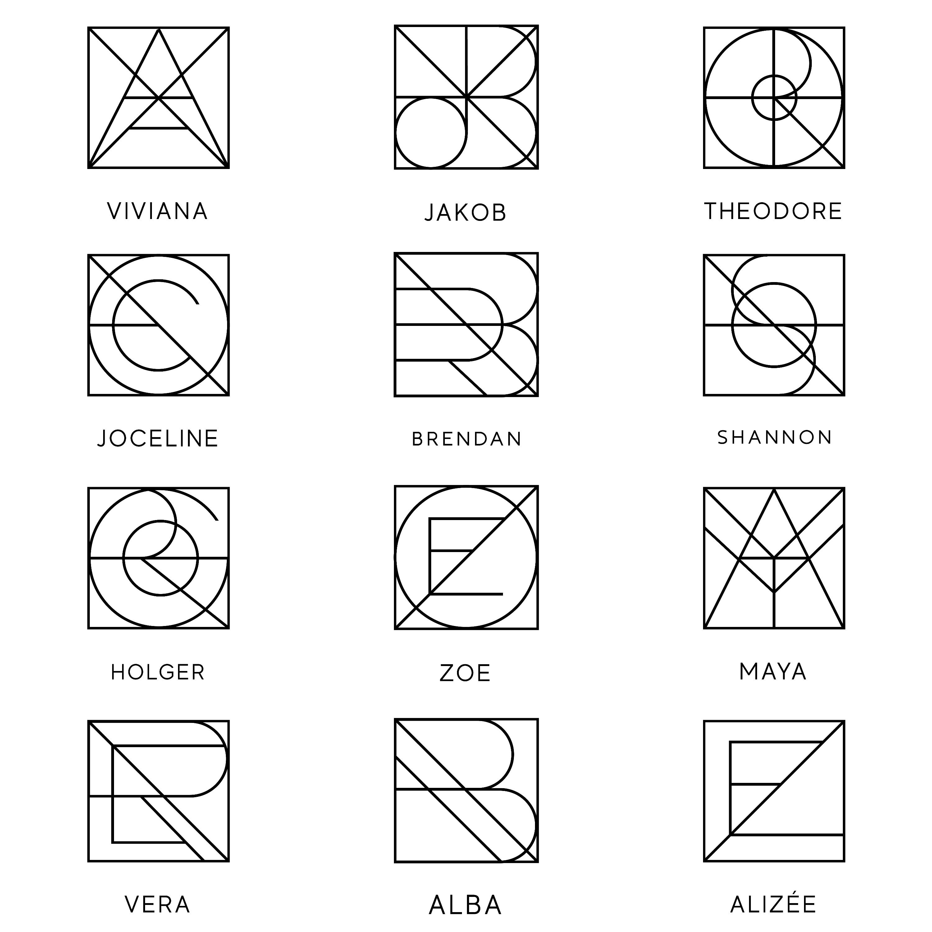 Square Name Logo Design. Personalised Minimalistic Tattoo Idea, TikTok Monogram. Gift Idea.