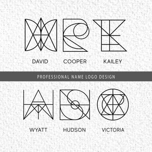 Anpassad 1-namnslogotyp, tatueringsdesign: Minimalistisk geometrisk monogramlogotypdesign (digitalt)