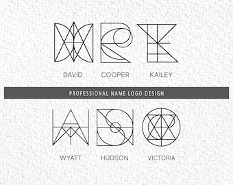 Custom 1 Name Logo, Tattoo Design: Minimalist Geometric Monogram Logo Sign Design (Digital)