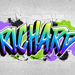 Custom Graffiti Name Tag Print Art - Different Styles!  Personalised Christmas/Birthday gift idea for kids & teens!