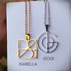 Name Necklace Logo + Chain + Box. Personalised Monogram Pendant. Anniversary, Birthday Gift.