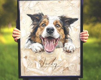 Custom Dog Portrait from Photo on Canvas – Digital Oil Painting, Unique Gift for Pet Lovers.