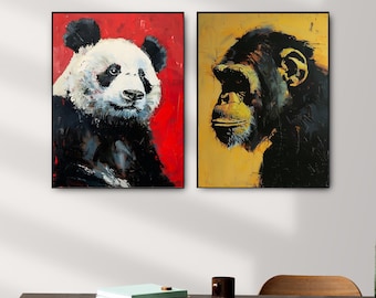 Animal Portrait Canvas Print: Dramatic Oil Painting Style Wildlife Wall Art.