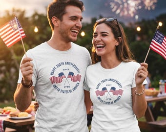 Happy 250th USA Anniversary T-Shirt | 4th of July Independence Day Celebration Tee | Unisex Soft Top Print