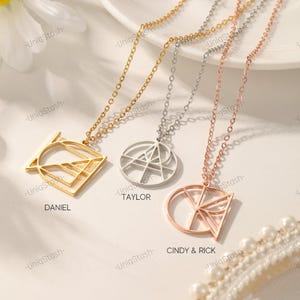 Name Necklace Logo. Personalised Monogram Pendant Necklaces. Anniversary, Birthday Christmas, Mothers Day Gift