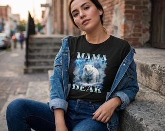 Mama Bear Bootleg Rap T-Shirt | Cool Mom Retro Polar Bear Vintage 90s Graphic Tee