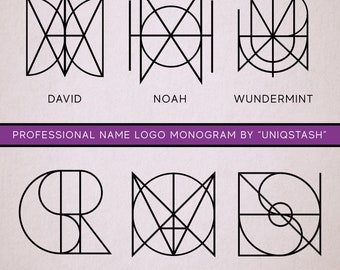 Custom Name Logo, Tattoo Design. Name Monogram.  Minimalist TikTok Geometric Monogram. Gift Idea.