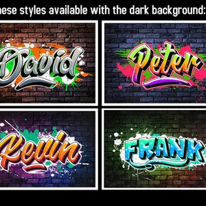 Personalised Name Logo Graffiti Wall Art Print. Urban Street Art Decor Christmas Gift Idea for Kids & Teens!