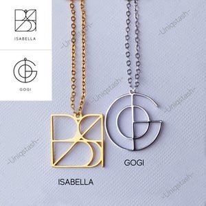 Name Necklace Logo + Chain + Box. Personalised Monogram Pendant. Anniversary, Birthday Christmas, Mothers Day Gift for her