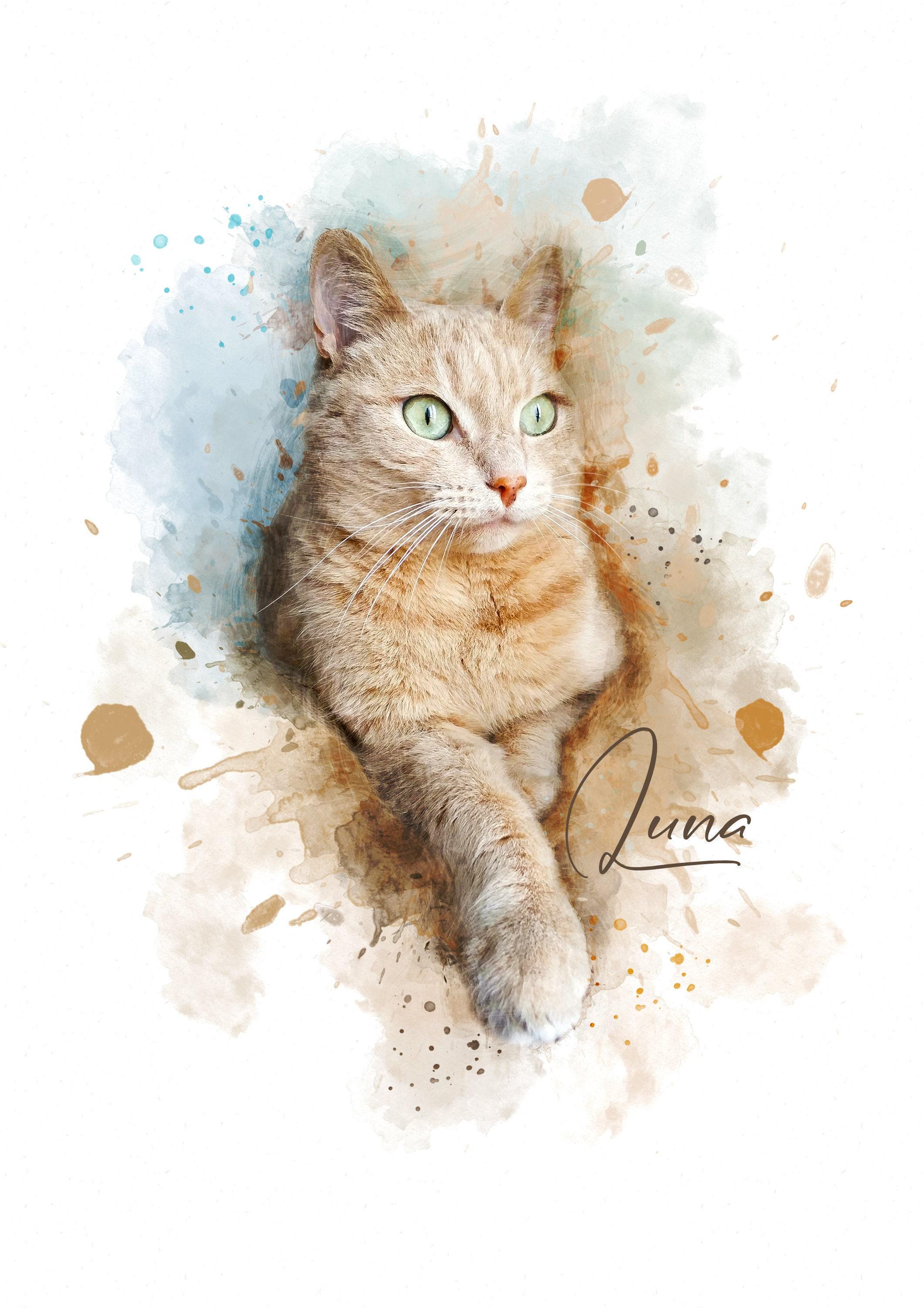 Custom Pet Portrait Watercolor Print: Personalized Cat or Dog Art From ...