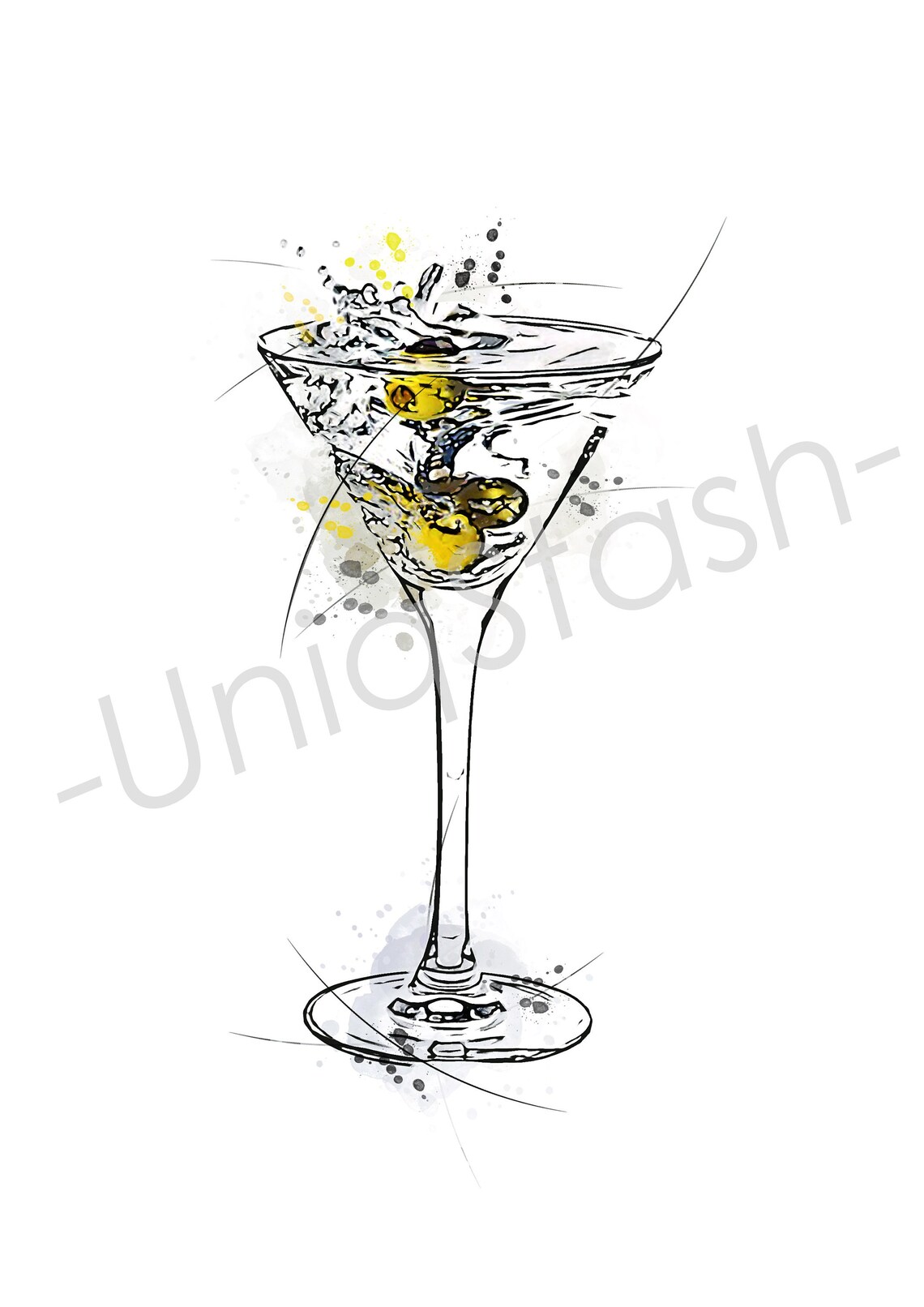 Martini Cocktail Watercolour Splash Poster Impresión digital Etsy