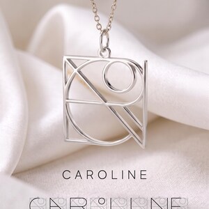 Custom Name Logo Necklace, Minimalist Monogram Pendant, Personalized Gift