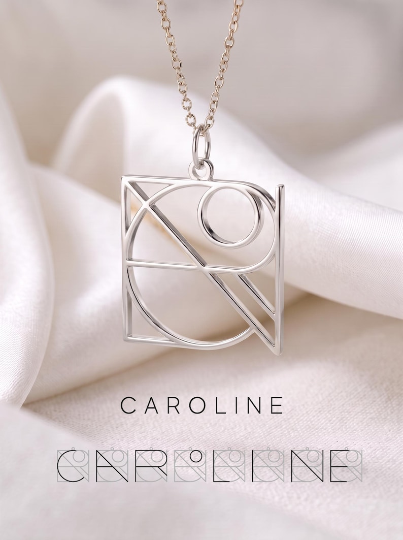 Custom Name Logo Necklace, Minimalist Monogram Pendant, Personalized Gift