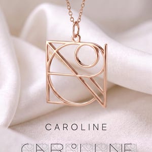Custom Name Logo Necklace, Minimalist Monogram Pendant, Personalized Gift