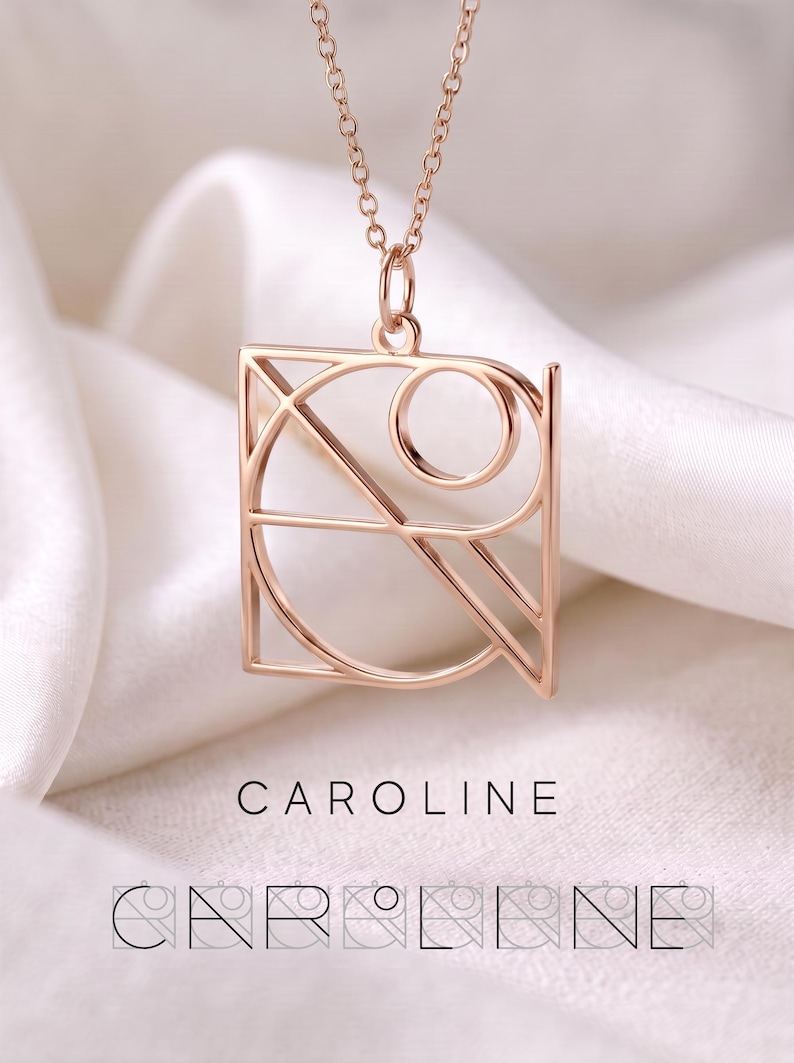 Custom Name Logo Necklace, Minimalist Monogram Pendant, Personalized Gift