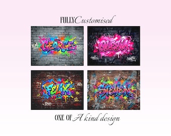 Fully Custom Graffiti Name Print: Urban Street Art Personalized Digital Poster One of a Kind