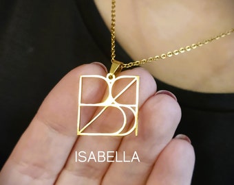 Handgemaakte naamlogo ketting. Gepersonaliseerde monogram hanger. Verjaardag, kerstcadeau.