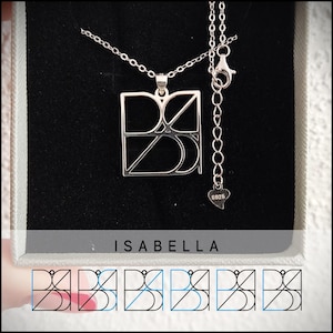 Nameplate Monogram Necklace + Chain + Box, Personalised Logo Pendant