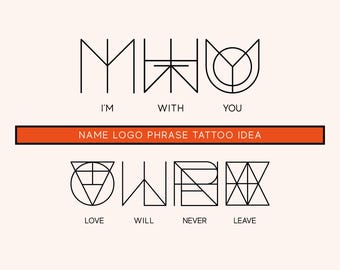 Name Logo Phrase Tattoo Design: Minimalist Word Monogram (Digital) TikTok