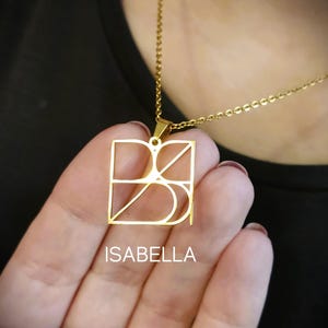 Handmade Name Necklace Logo. Personalised Monogram Pendant. Anniversary, Birthday, Valentines Gift for Her.