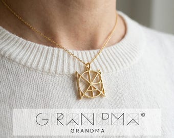 Grandma Necklace, Unique Encrypted Name Logo Pendant, Personalised Minimalist Nameplate Gift For Her, Mothers Day