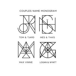 Gepersonaliseerde naamlogo-ontwerp: minimalistisch idee voor een monogram-tatoeage voor een stel (digitaal bestand)