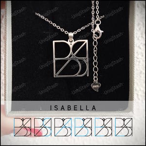 Name Necklace Logo + Chain + Box. Personalised Monogram Pendant. Anniversary, Birthday Christmas, Mothers Day Gift.